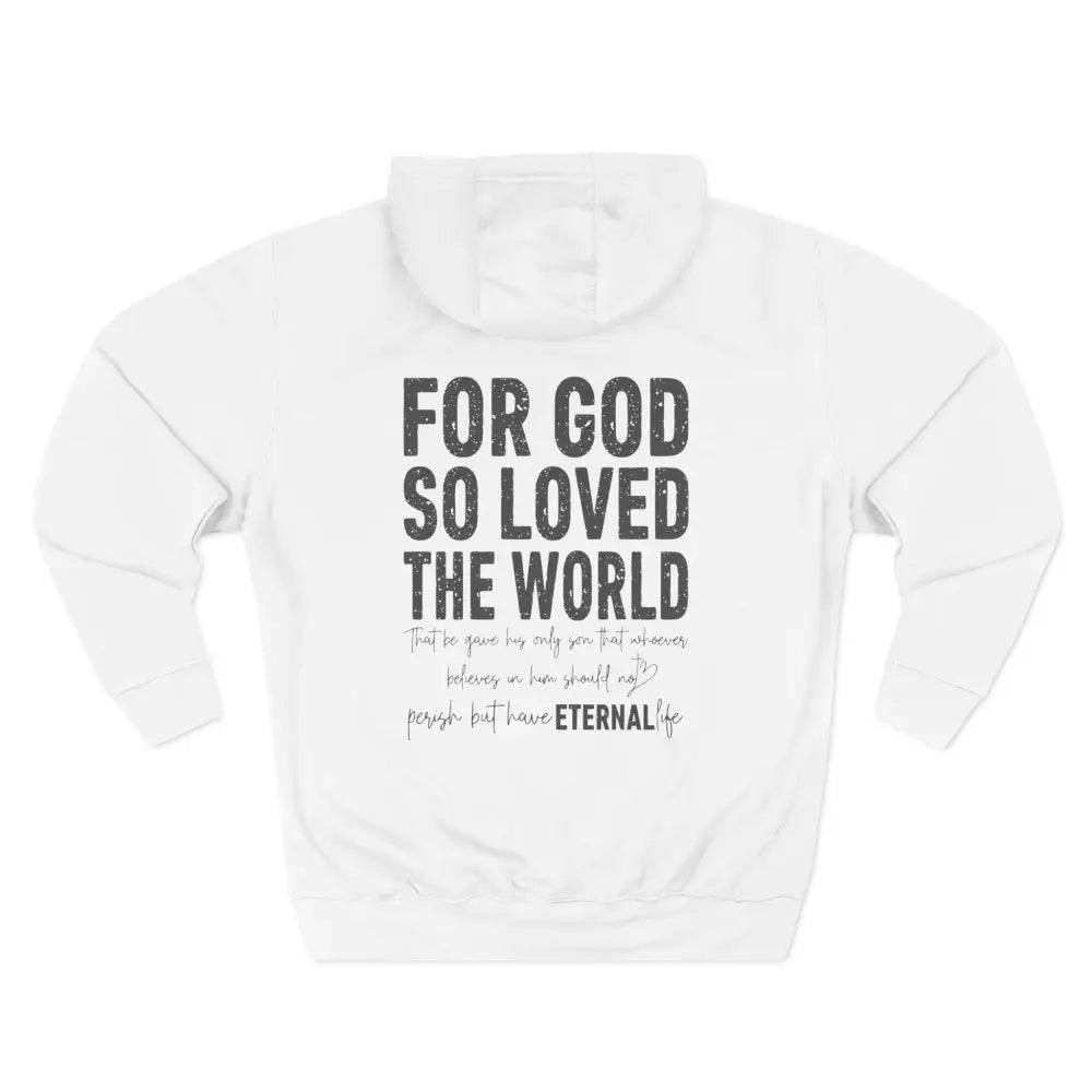 John 3:16 Three-Panel Fleece Hoodie - S / White - Hoodie