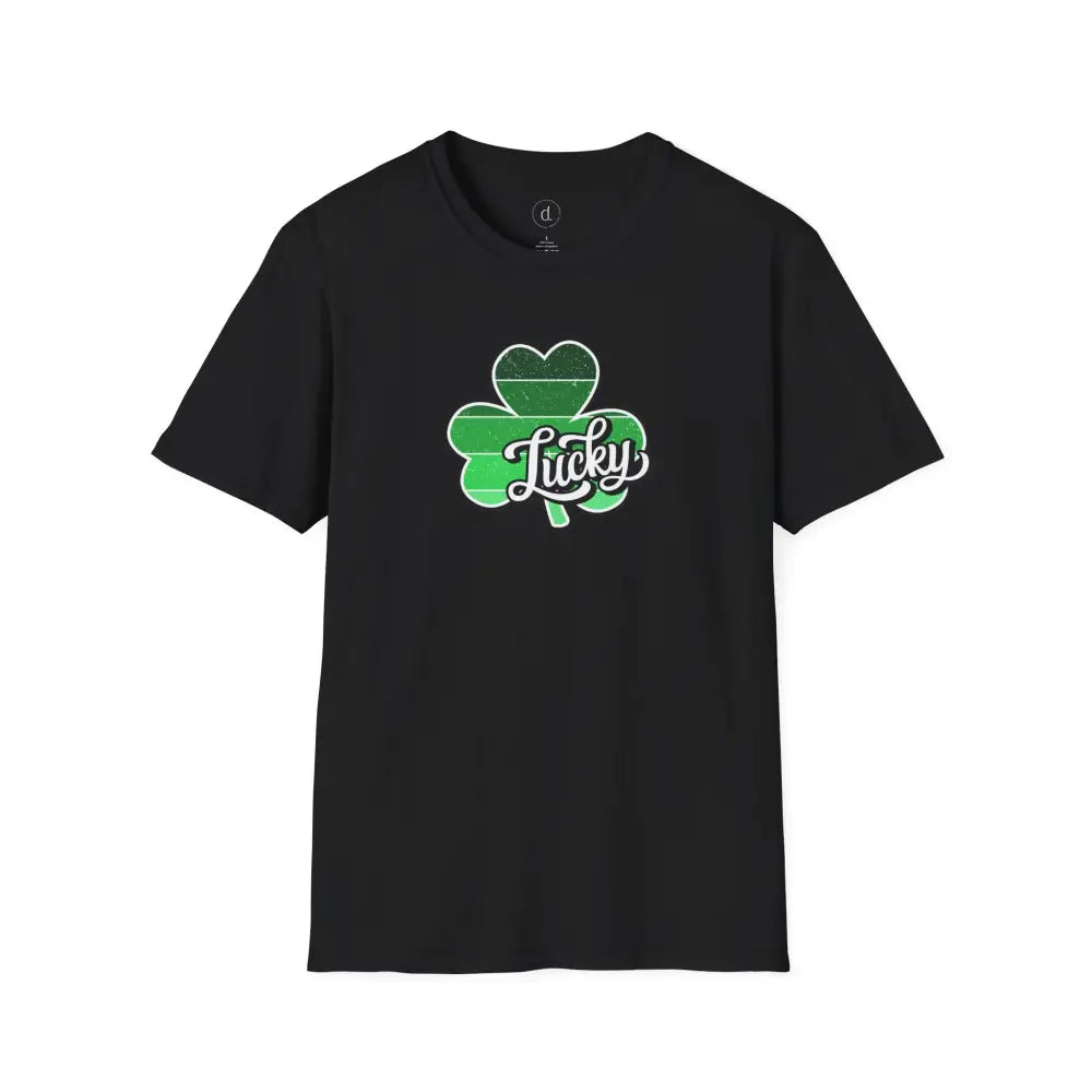 Lucky Striped Clover Softstyle T-Shirt - Black / XS - T-Shirt