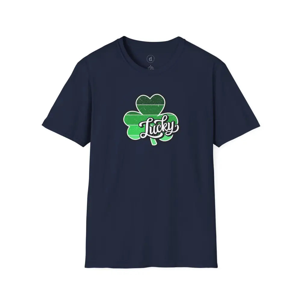 Lucky Striped Clover Softstyle T-Shirt - Navy / XS - T-Shirt