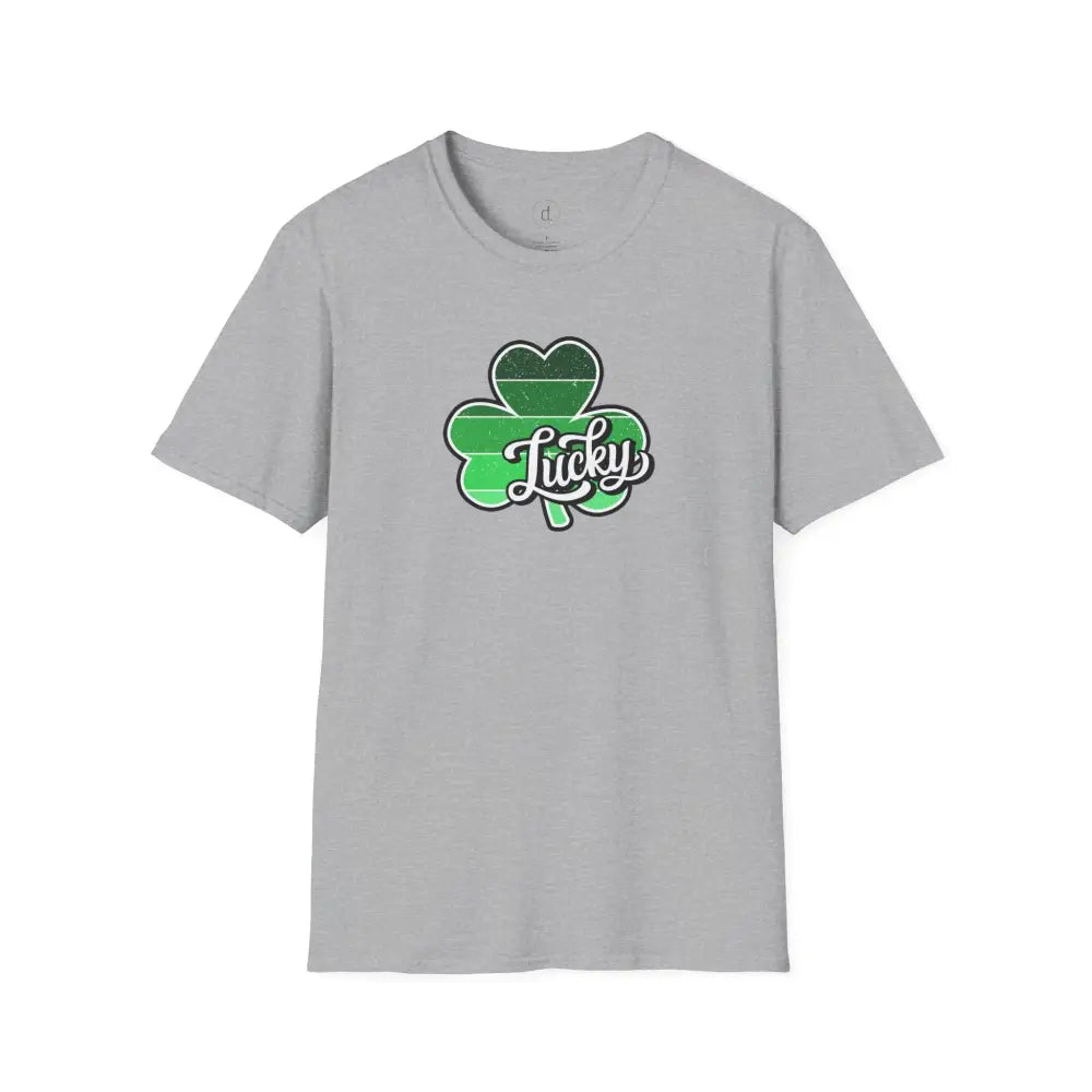 Lucky Striped Clover Softstyle T-Shirt - Sport Grey / XS - T-Shirt