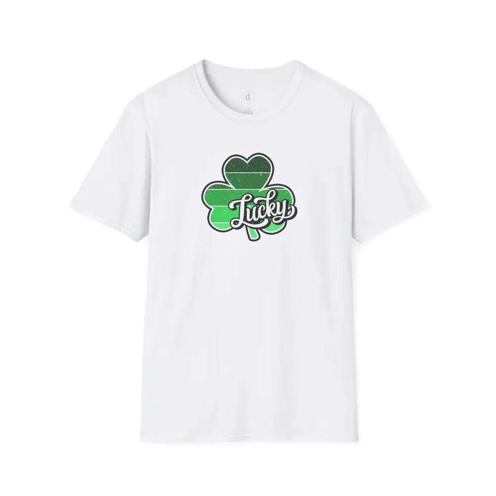 Lucky Striped Clover Softstyle T-Shirt - White / XS - T-Shirt