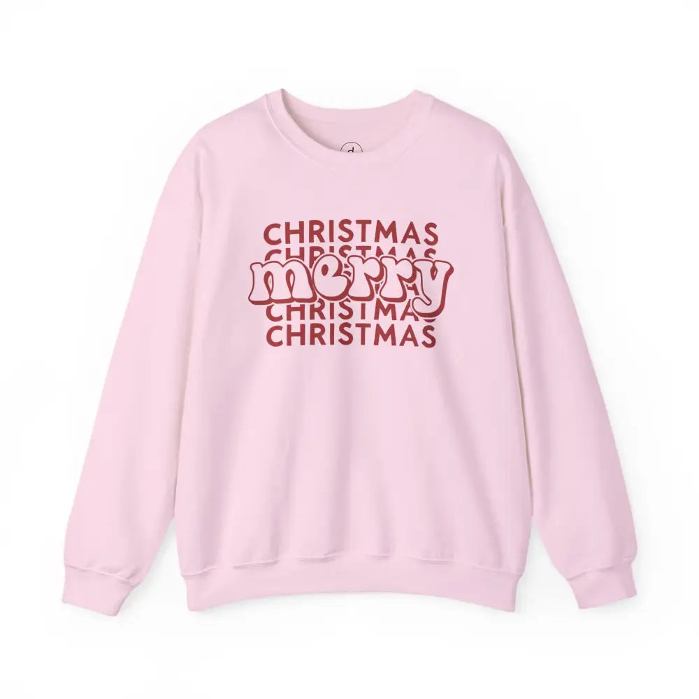 Merry Christmas Mirror Crewneck Sweatshirt - S / Light Pink - Sweatshirt