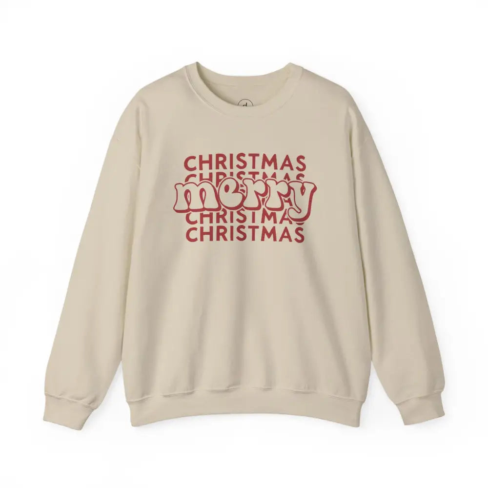 Merry Christmas Mirror Crewneck Sweatshirt - S / Sand - Sweatshirt