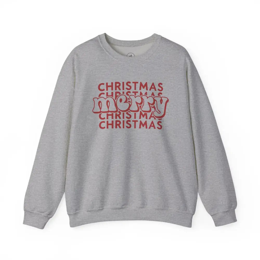 Merry Christmas Mirror Crewneck Sweatshirt - S / Sport Grey - Sweatshirt