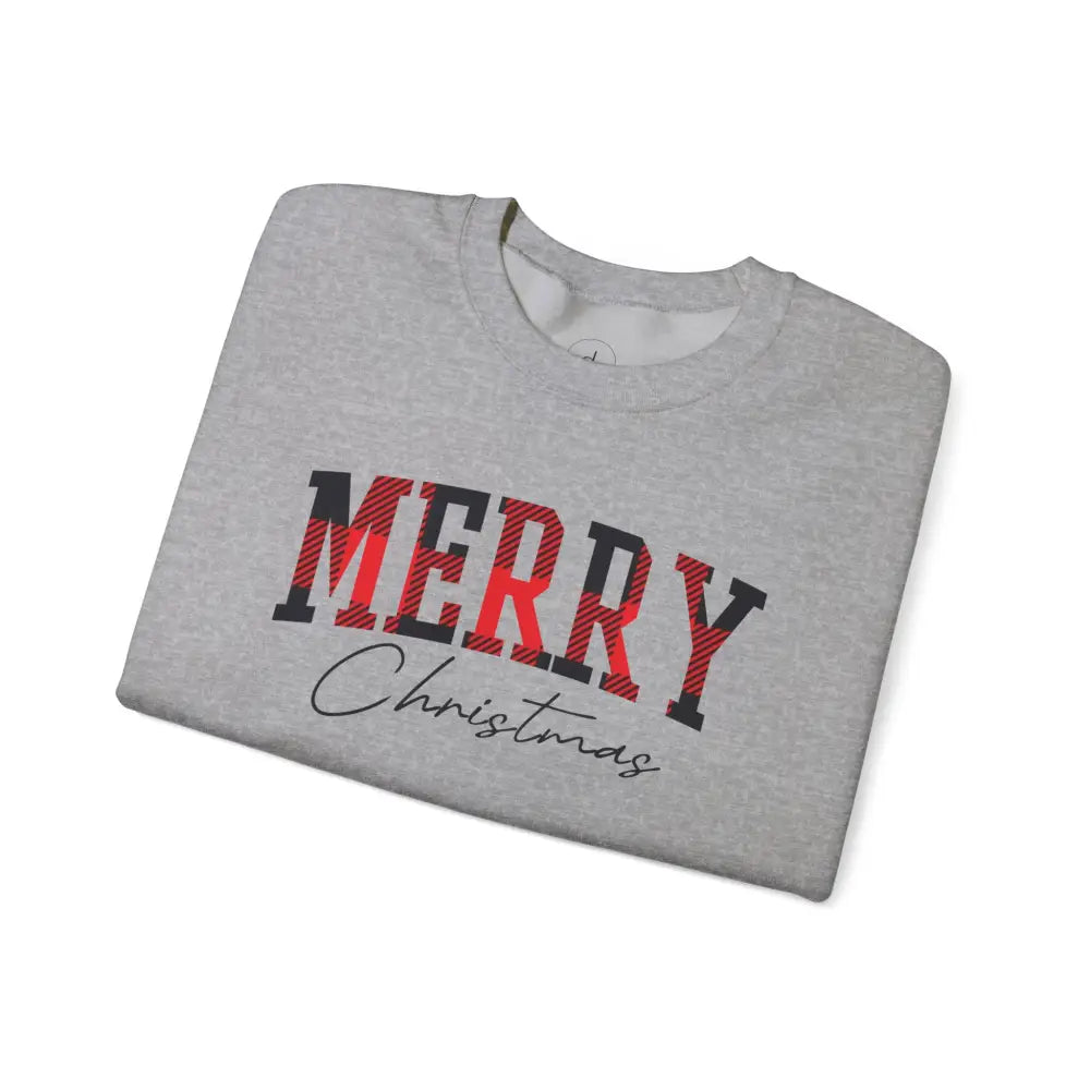 Merry Christmas Plaid Crewneck Sweatshirt - Sweatshirt