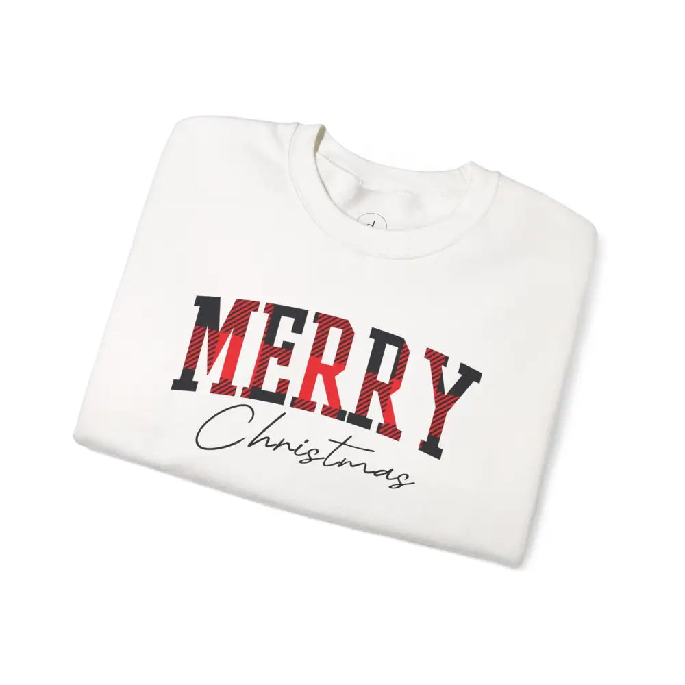 Merry Christmas Plaid Crewneck Sweatshirt - Sweatshirt