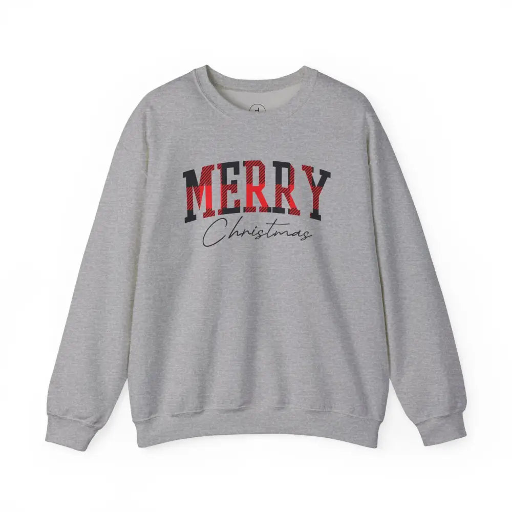 Merry Christmas Plaid Crewneck Sweatshirt - S / Sport Grey - Sweatshirt