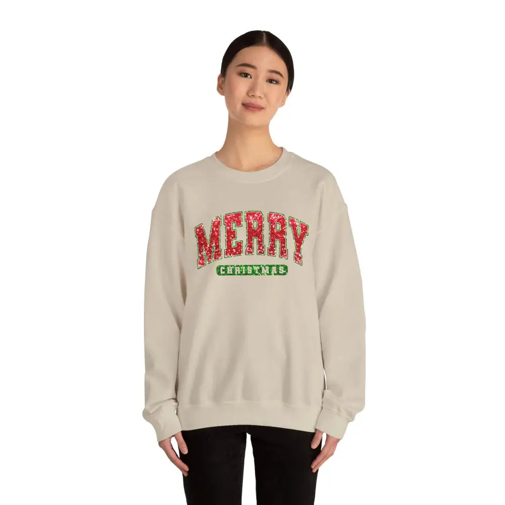 Merry Christmas Sequins Crewneck Sweatshirt - Sweatshirt