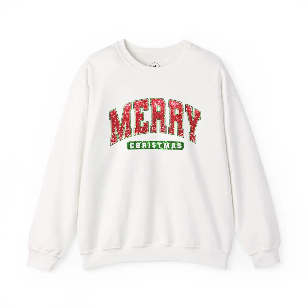 Merry Christmas Sequins Crewneck Sweatshirt - S / White - Sweatshirt