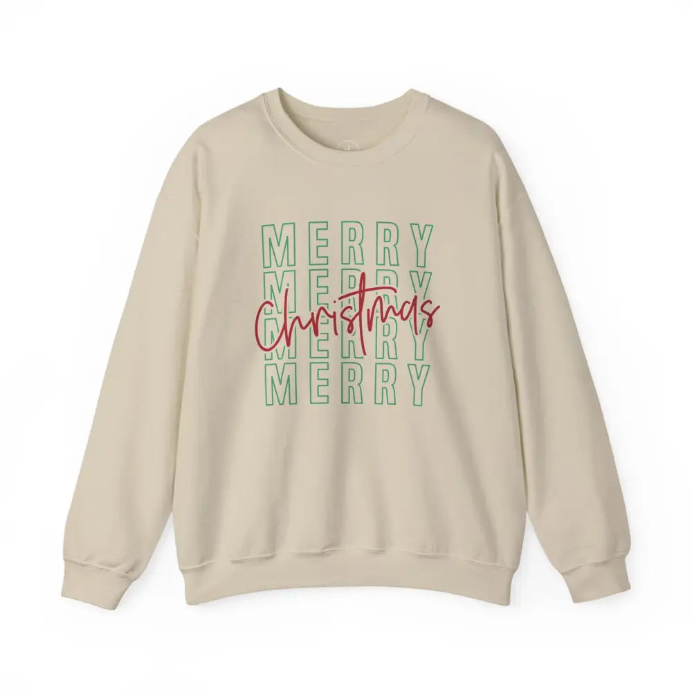 Merry Merry Christmas Sweatshirt - Sand / S - Sweatshirt