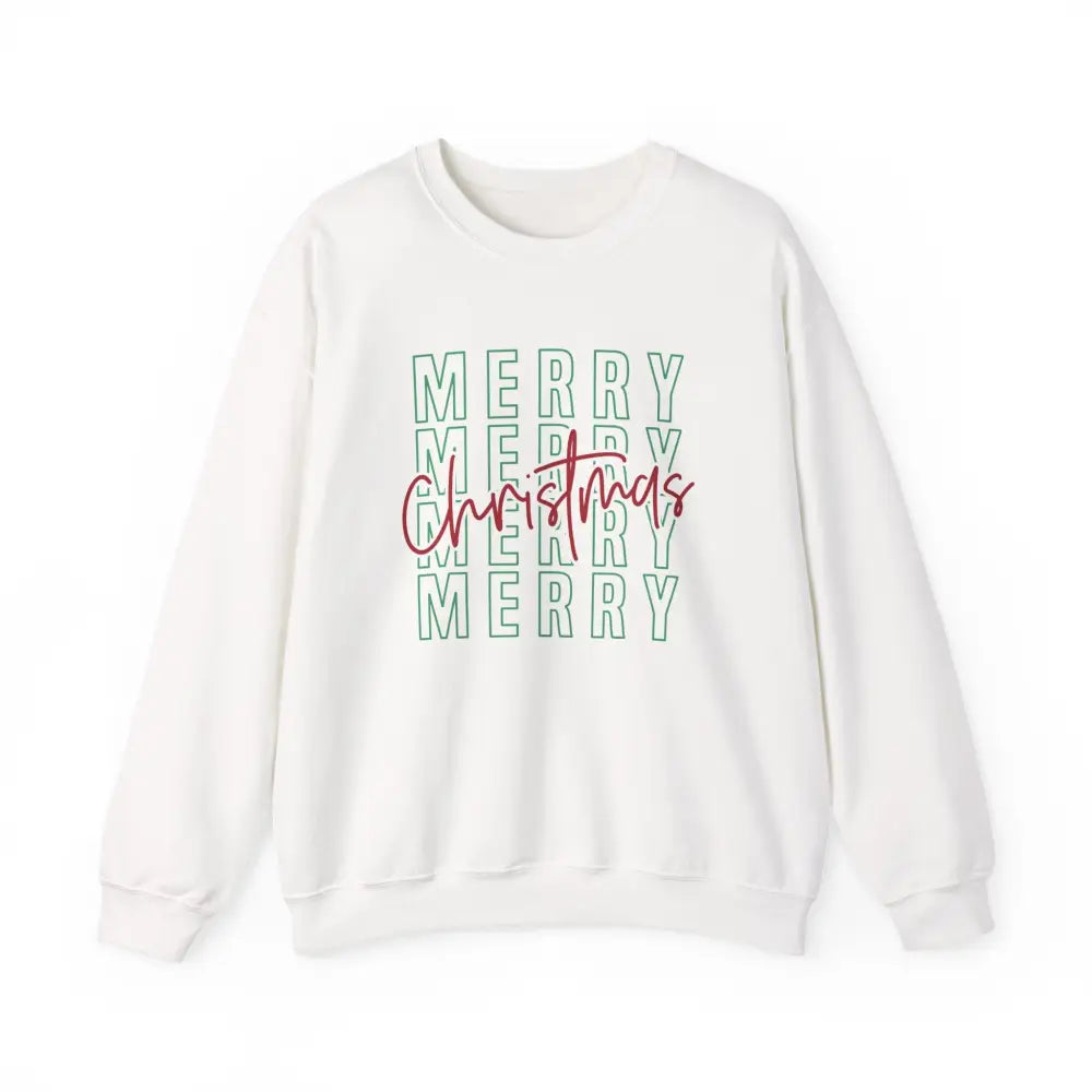 Merry Merry Christmas Sweatshirt - White / S - Sweatshirt