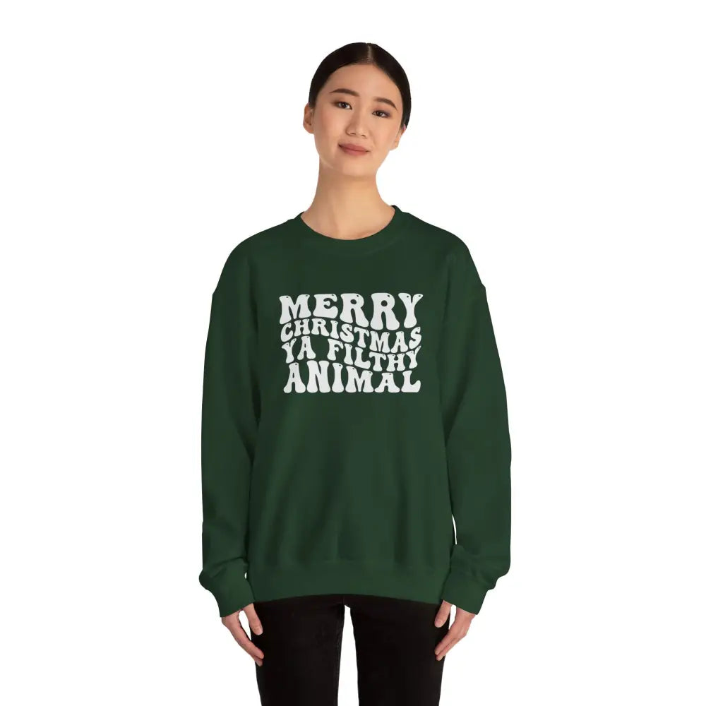 Merry Christmas Ya Filthy Animal Crewneck Sweatshirt - Sweatshirt