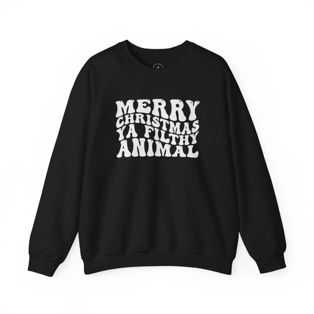 Merry Christmas Ya Filthy Animal Crewneck Sweatshirt - S / Black - Sweatshirt