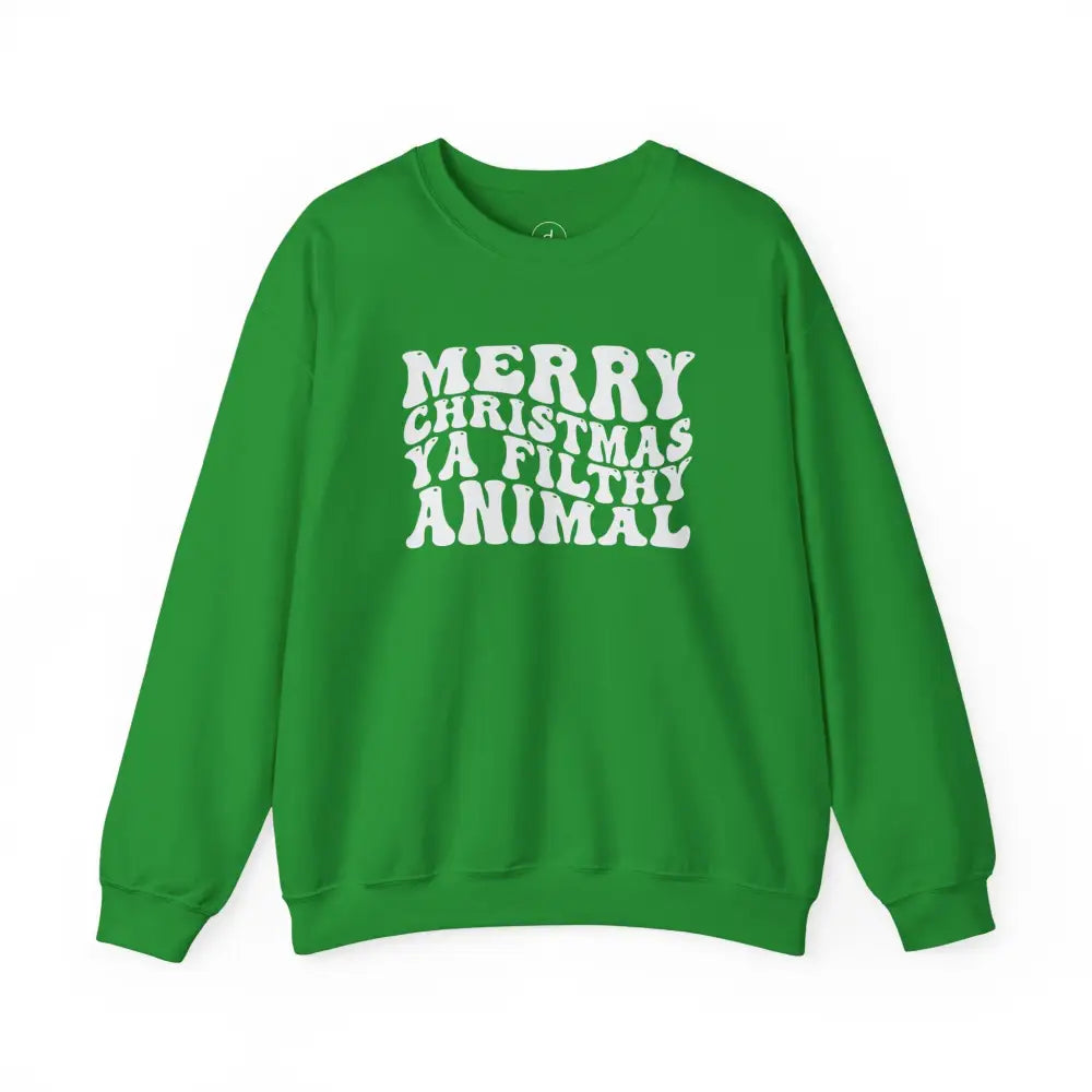 Merry Christmas Ya Filthy Animal Crewneck Sweatshirt - S / Irish Green - Sweatshirt