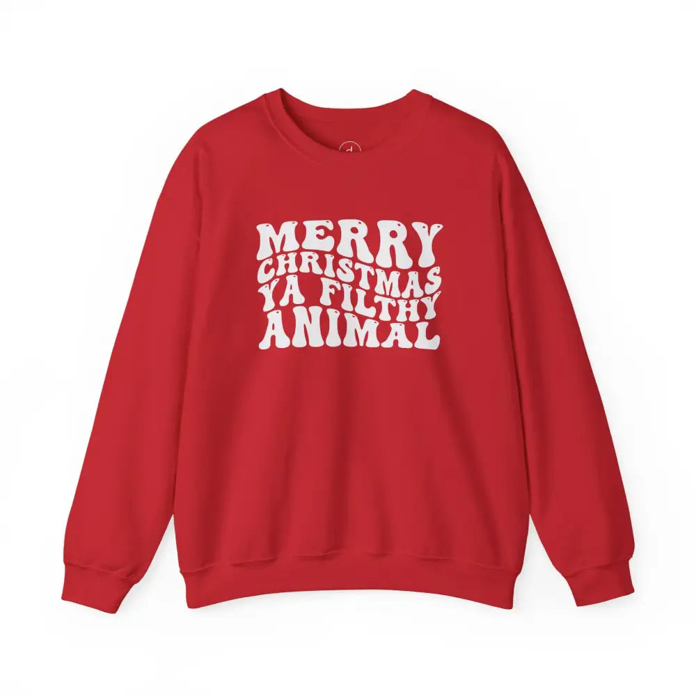 Merry Christmas Ya Filthy Animal Crewneck Sweatshirt - S / Red - Sweatshirt