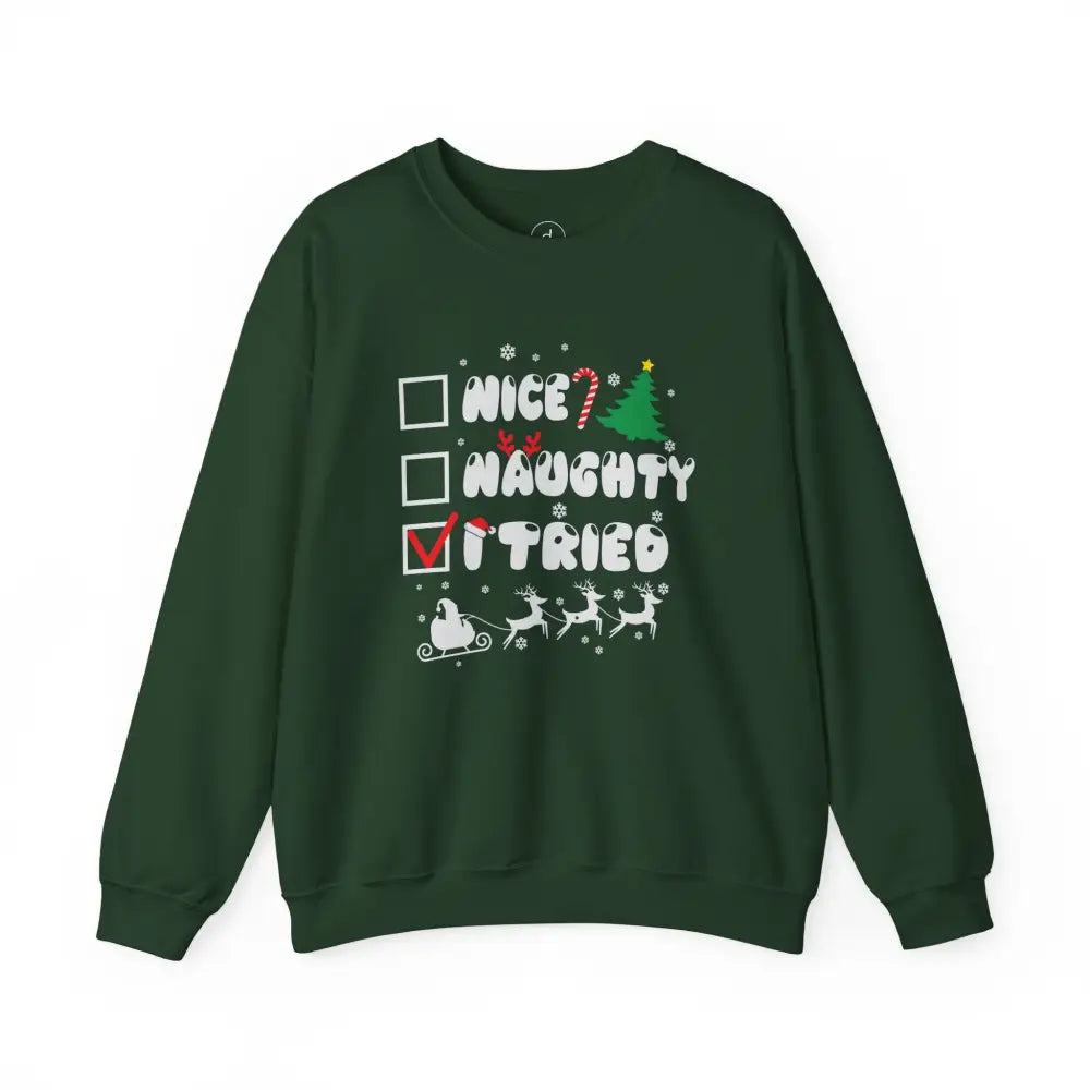 Naughty List Crewneck Sweatshirt - Forest Green / S - Sweatshirt