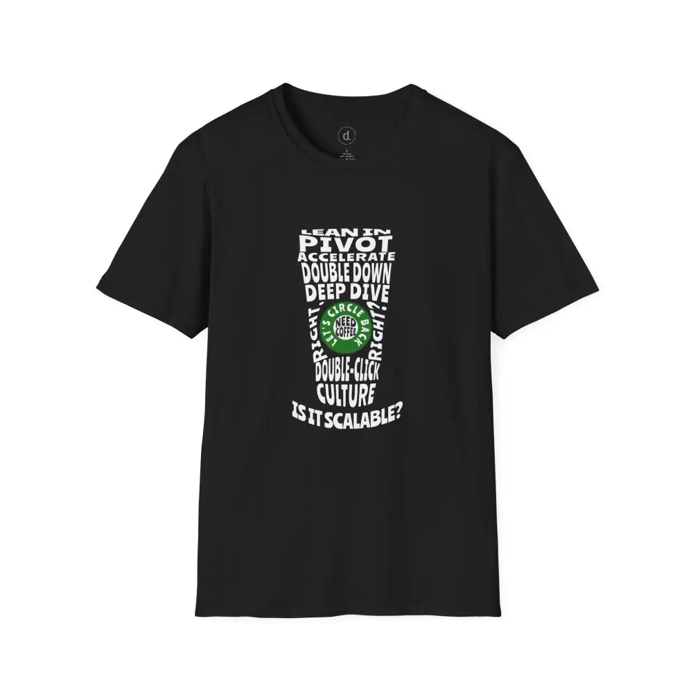Office Buzzword Coffee Cup Softstyle T-Shirt - Black / S - T-Shirt