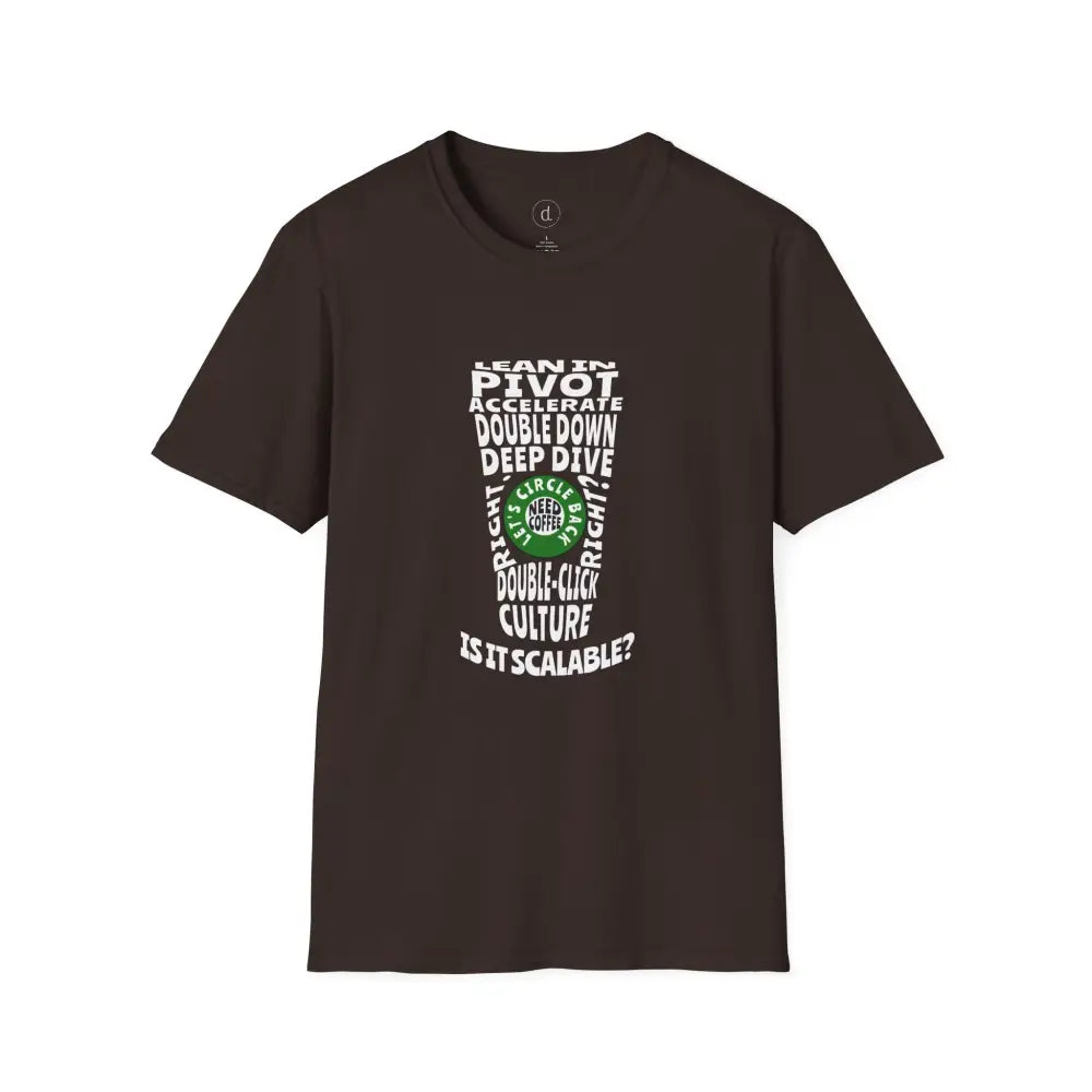 Office Buzzword Coffee Cup Softstyle T-Shirt - Dark Chocolate / S - T-Shirt