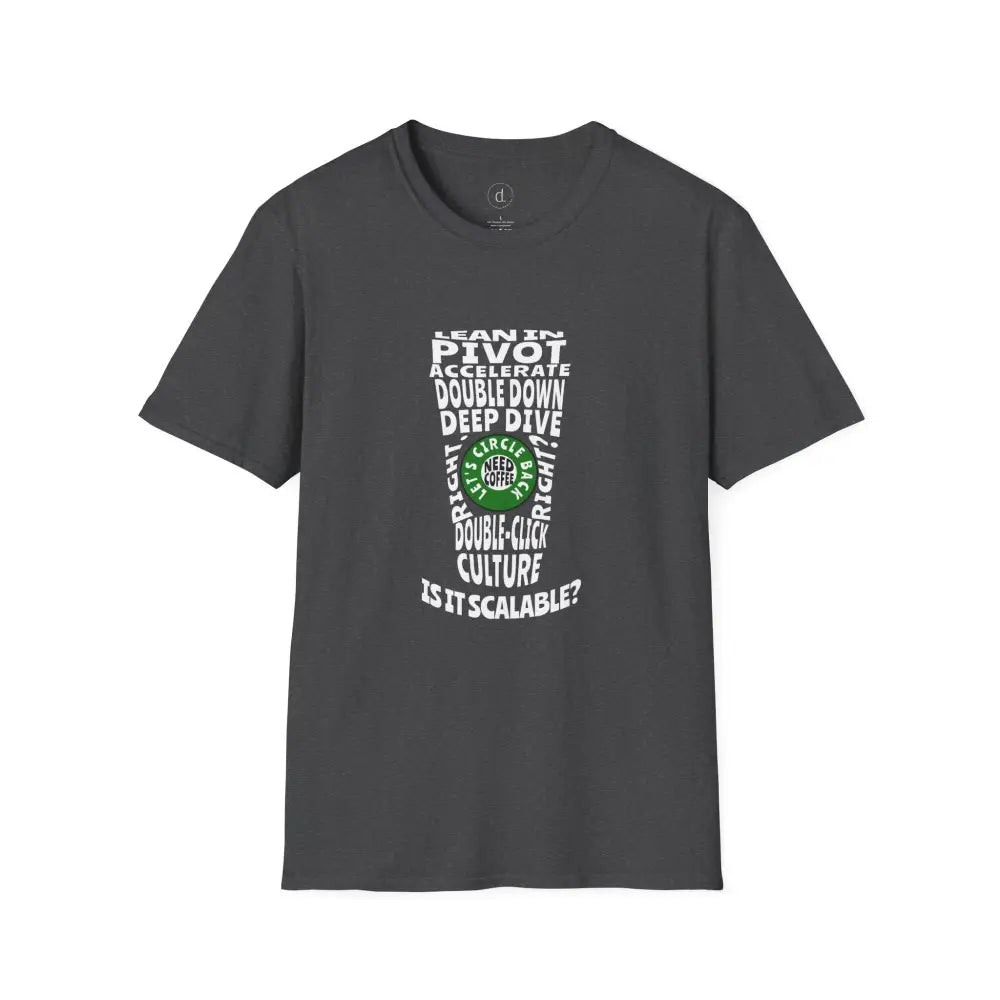 Office Buzzword Coffee Cup Softstyle T-Shirt - Dark Heather / S - T-Shirt