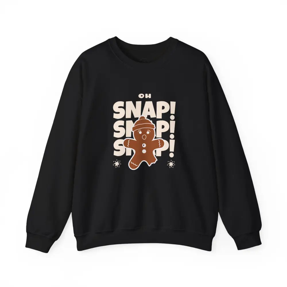 Oh Snap Gingerbread Man Crewneck Sweatshirt - Black / S - Sweatshirt