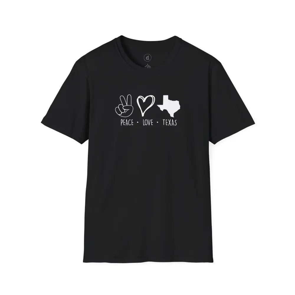 Peace Love Texas Softstyle T-Shirt - Black / XS - T-Shirt