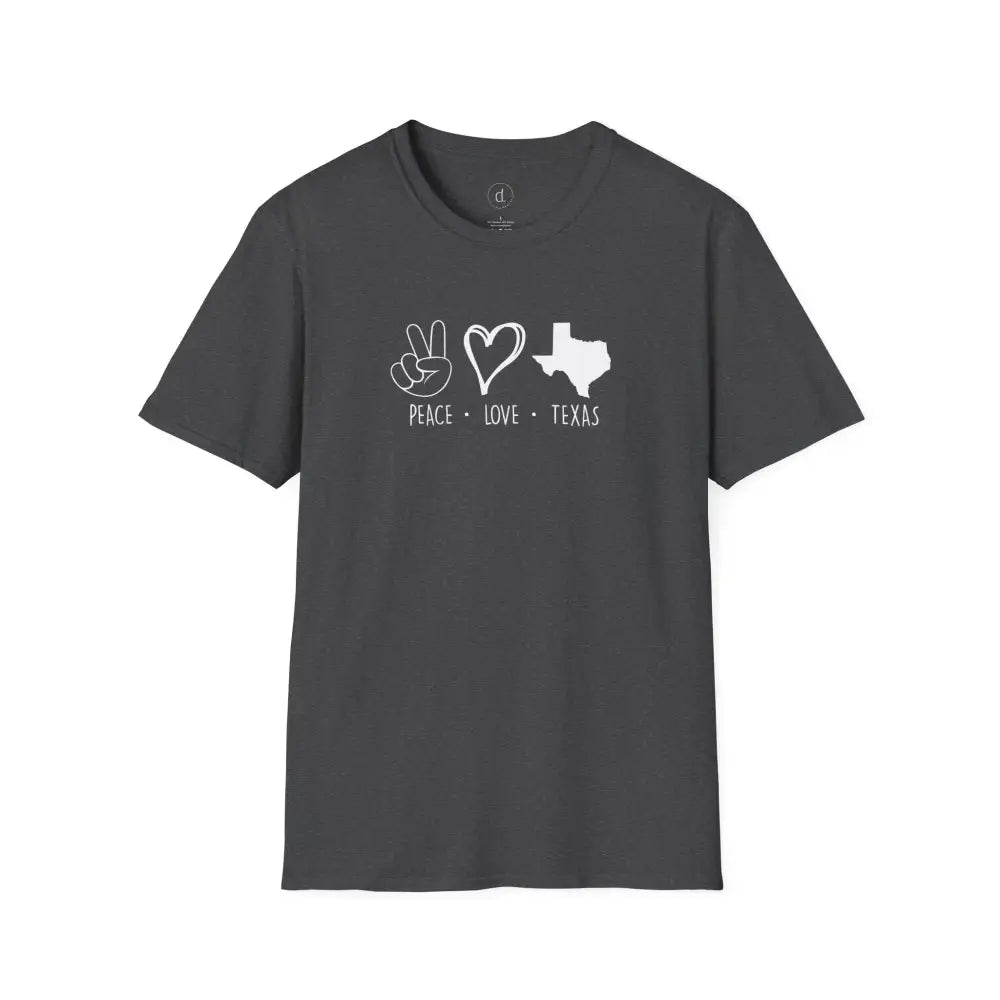 Peace Love Texas Softstyle T-Shirt - Dark Heather / XS - T-Shirt