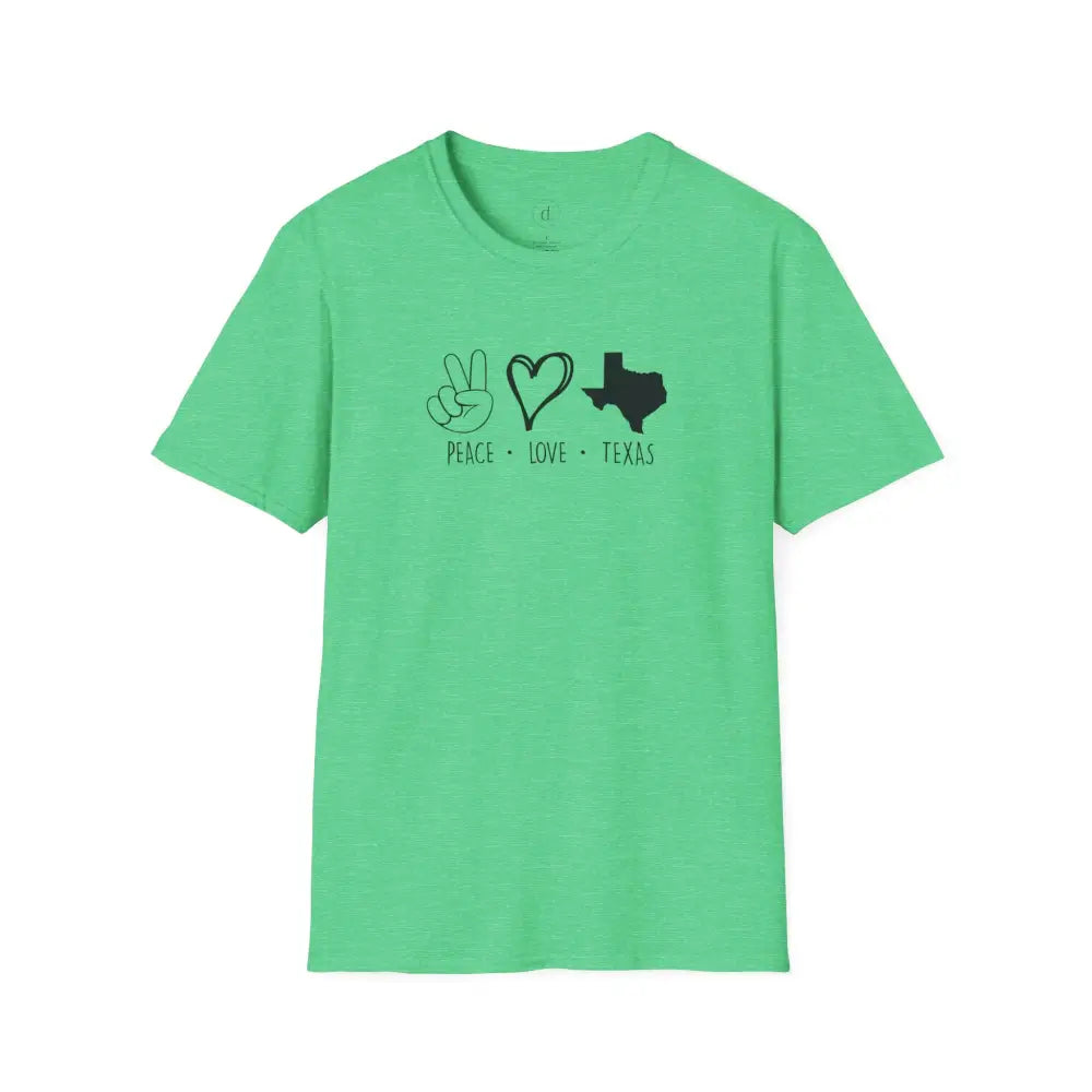 Peace Love Texas Softstyle T-Shirt - Heather Irish Green / S - T-Shirt