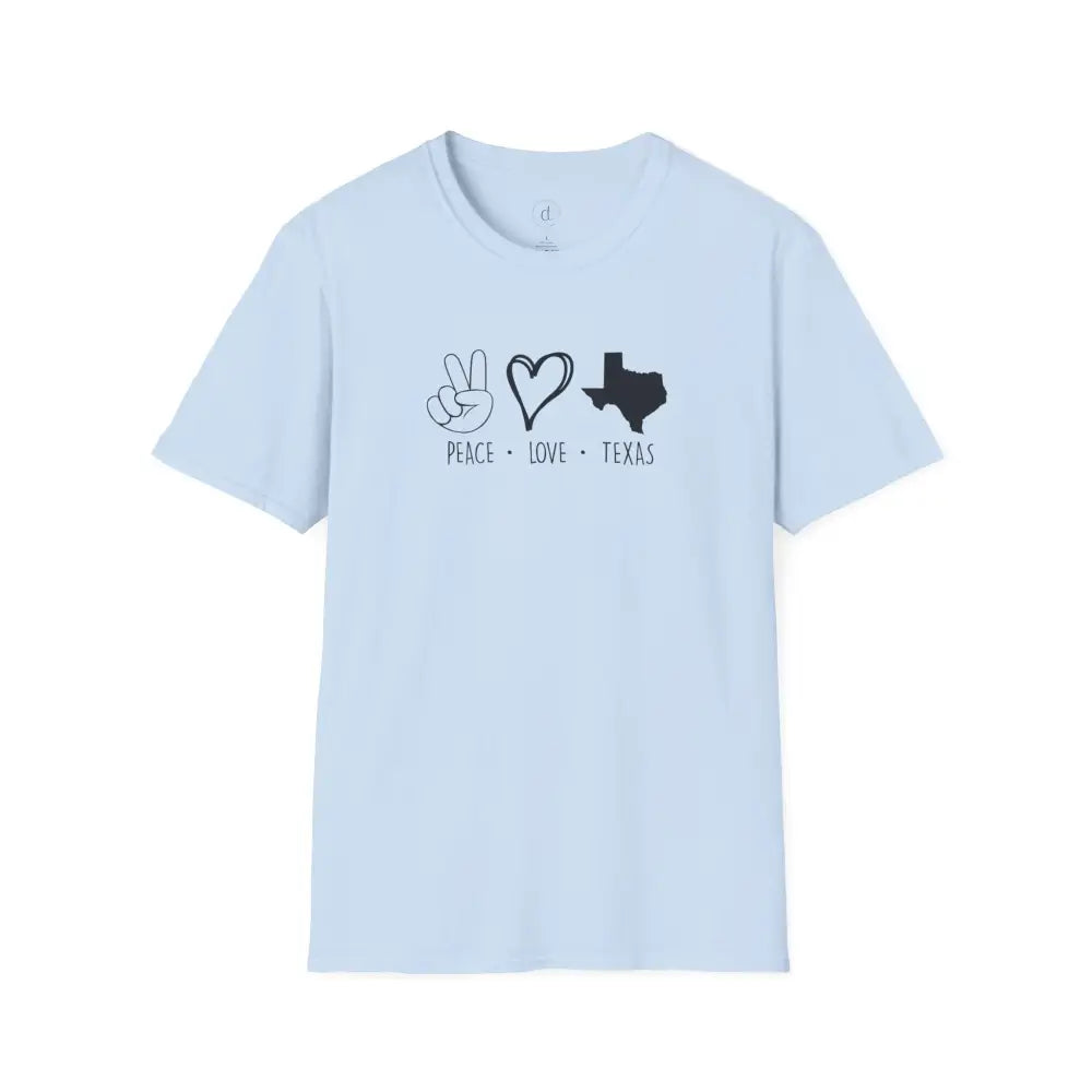 Peace Love Texas Softstyle T-Shirt - Light Blue / S - T-Shirt