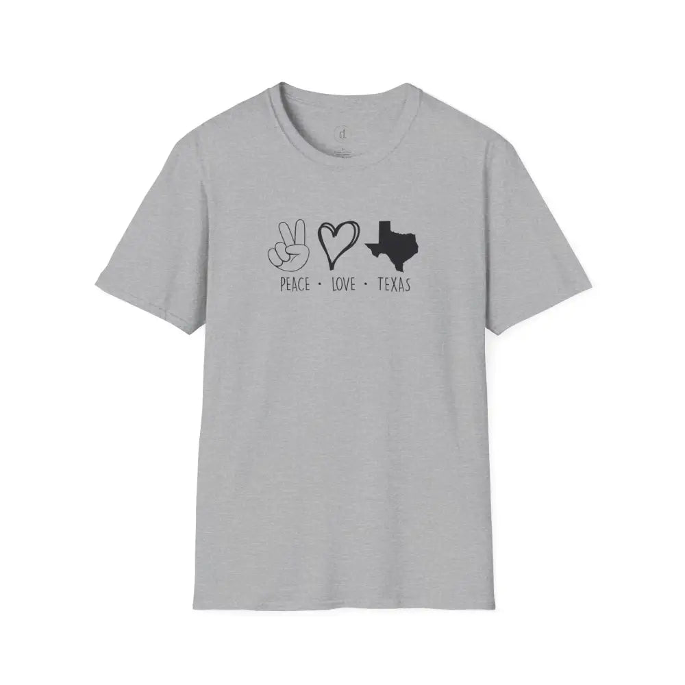 Peace Love Texas Softstyle T-Shirt - Sport Grey / XS - T-Shirt