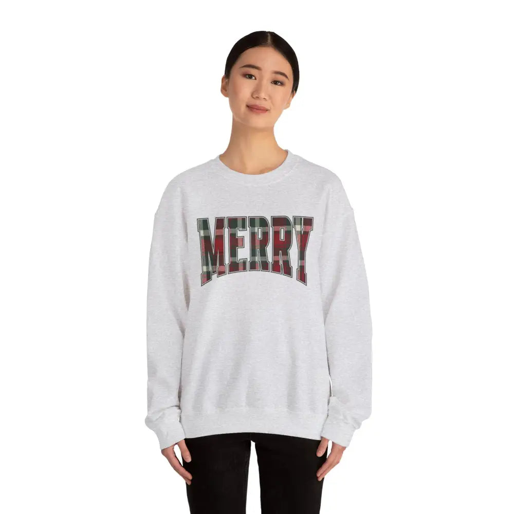 Plaid Varsity Merry Christmas Sweatshirt - Sweatshirt