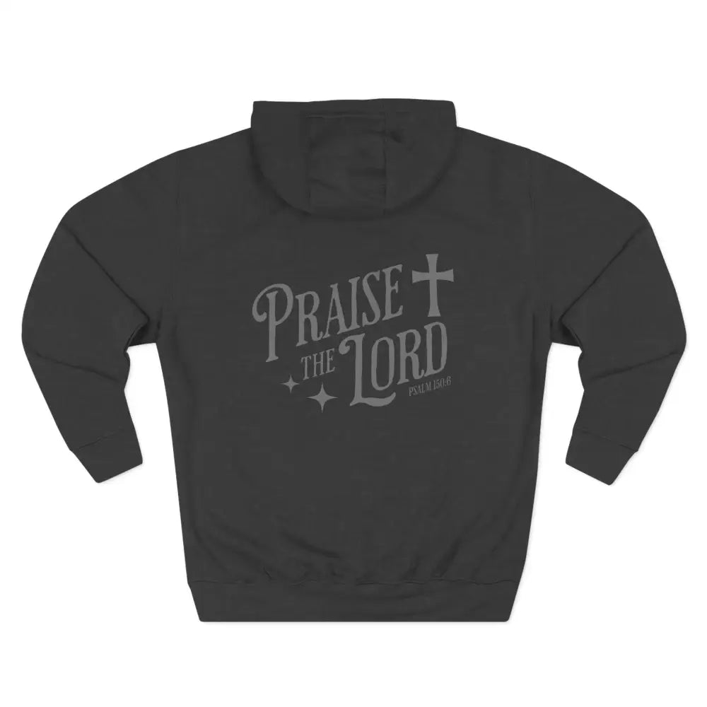 Praise the Lord Three-Panel Fleece Hoodie - S / Charcoal Heather - Hoodie