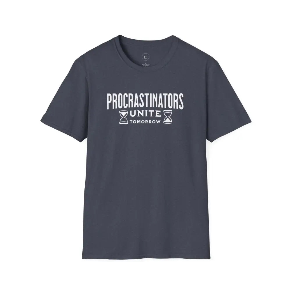 Procrastinators Unite Softstyle T-Shirt - Heather Navy / XS - T-Shirt