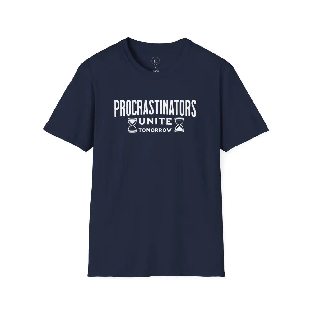 Procrastinators Unite Softstyle T-Shirt - Navy / XS - T-Shirt