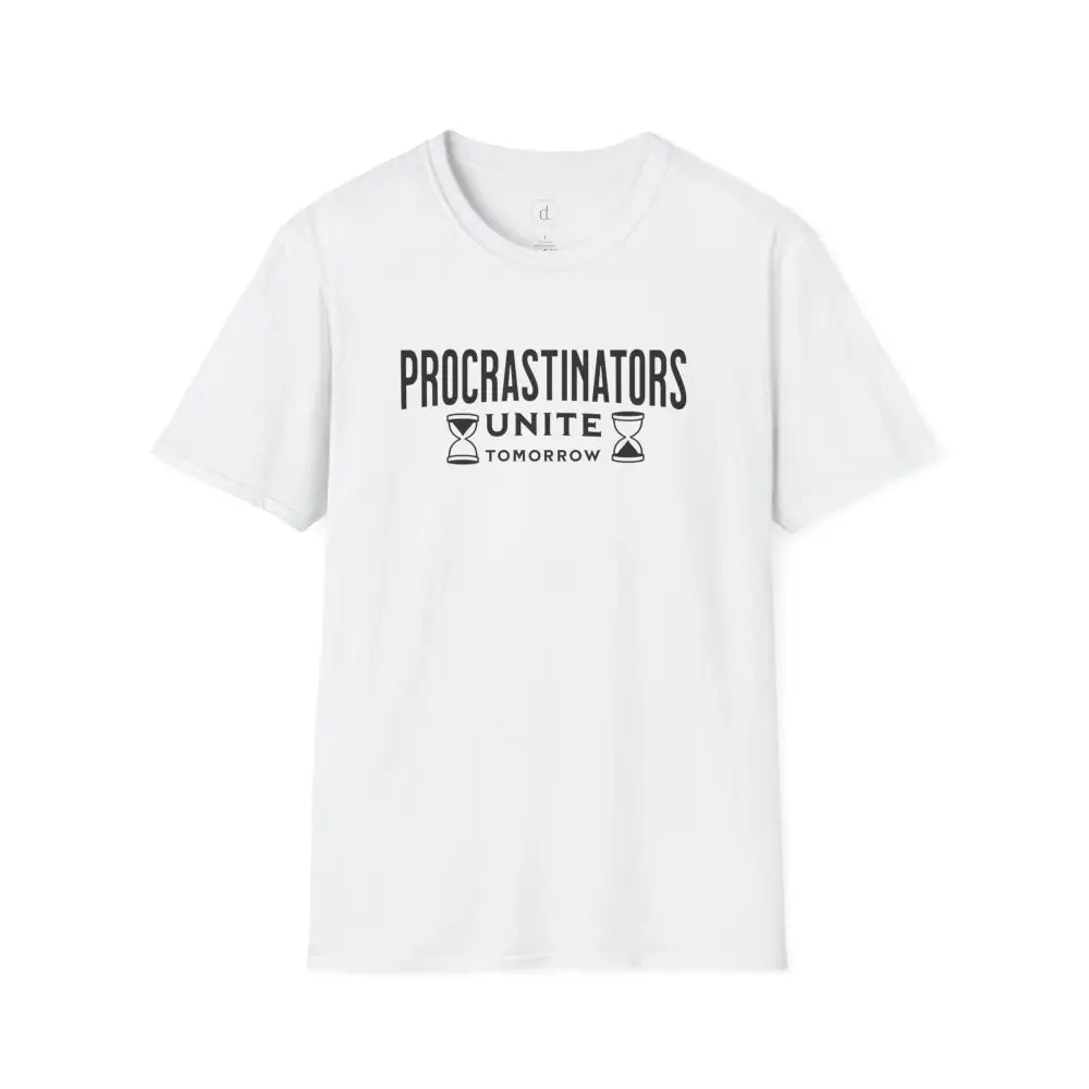Procrastinators Unite Softstyle T-Shirt - White / XS - T-Shirt