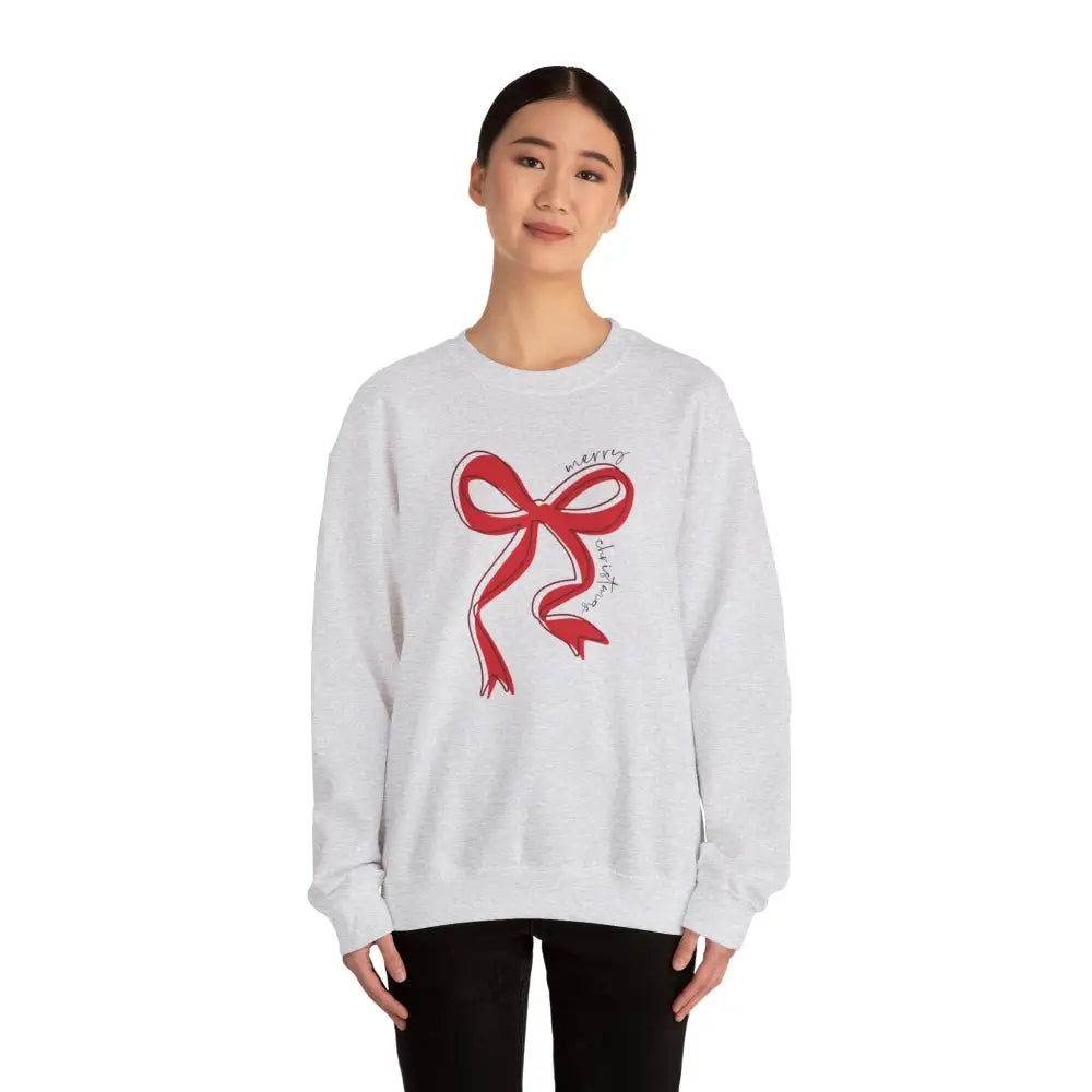 Red Bow Merry Christmas Sweatshirt - Sweatshirt