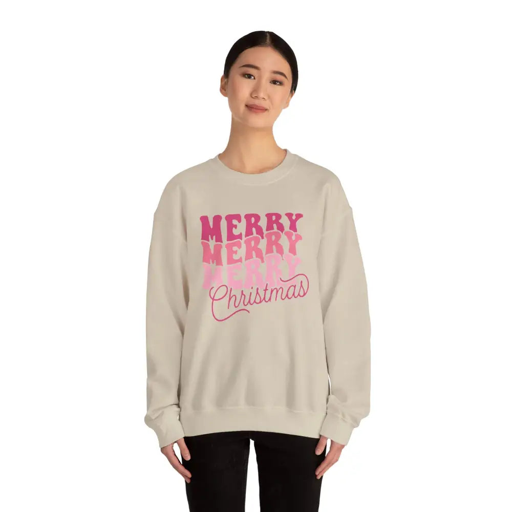Retro Pink Merry Christmas Sweatshirt - Sweatshirt