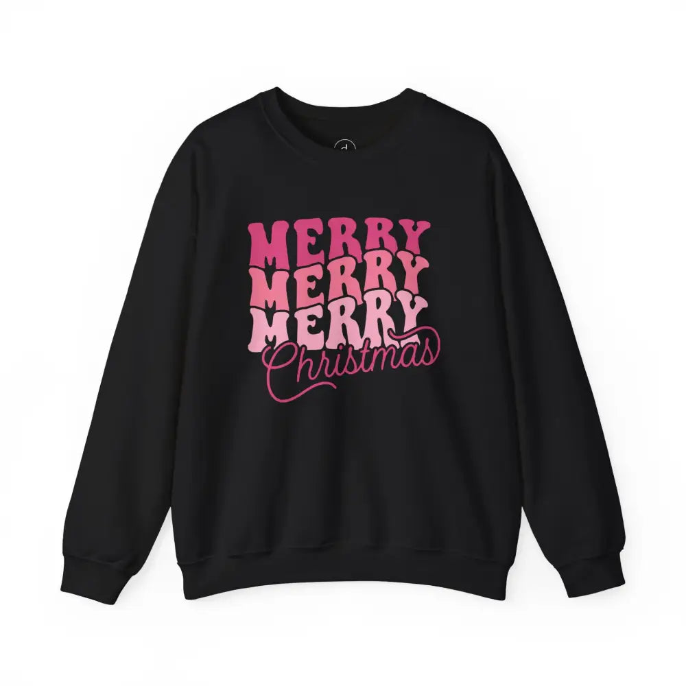 Retro Pink Merry Christmas Sweatshirt - Black / S - Sweatshirt