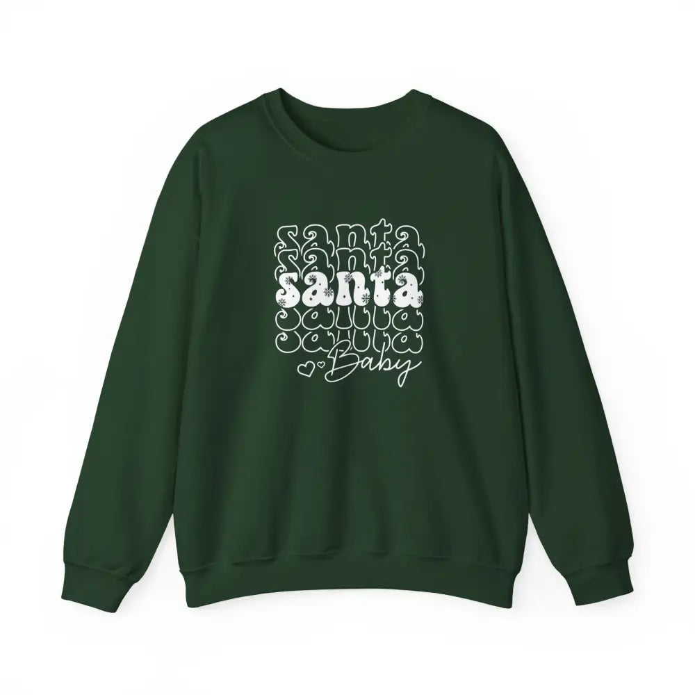 Santa Baby Crewneck Sweatshirt - Forest Green / S - Sweatshirt