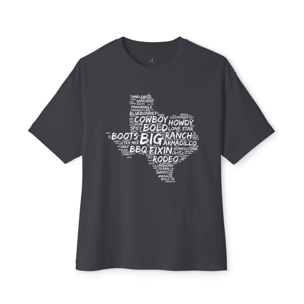 Texas Cloud Oversized Boxy Tee - Dark Grey / XS - T-Shirt