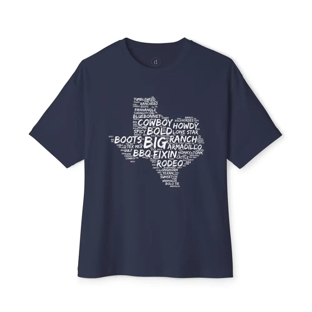 Texas Cloud Oversized Boxy Tee - Navy / XS - T-Shirt