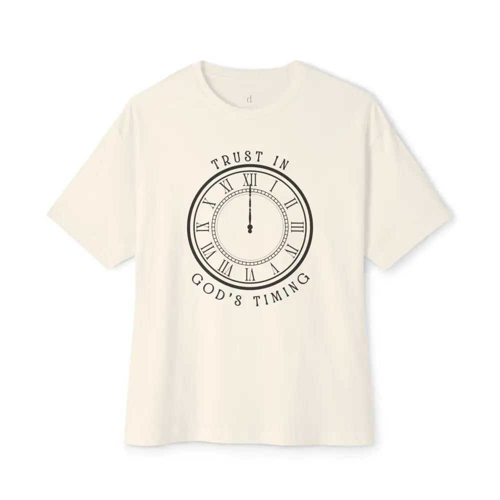 Trust in God’s Timing Oversized Boxy Tee - Natural / XS - T-Shirt