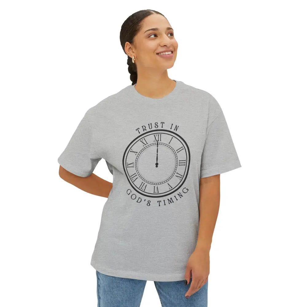 Trust in God’s Timing Oversized Boxy Tee - T-Shirt
