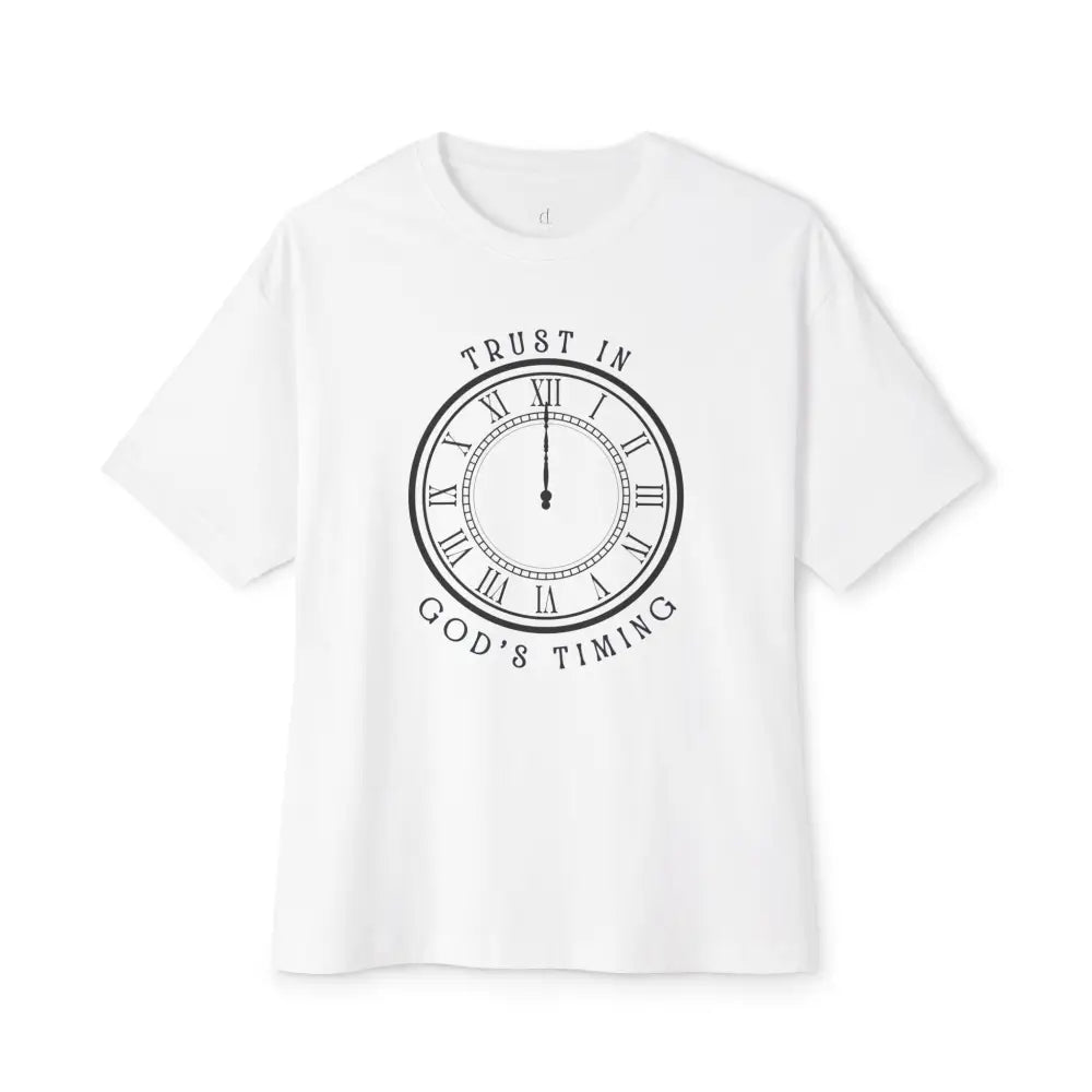 Trust in God’s Timing Oversized Boxy Tee - White / XS - T-Shirt