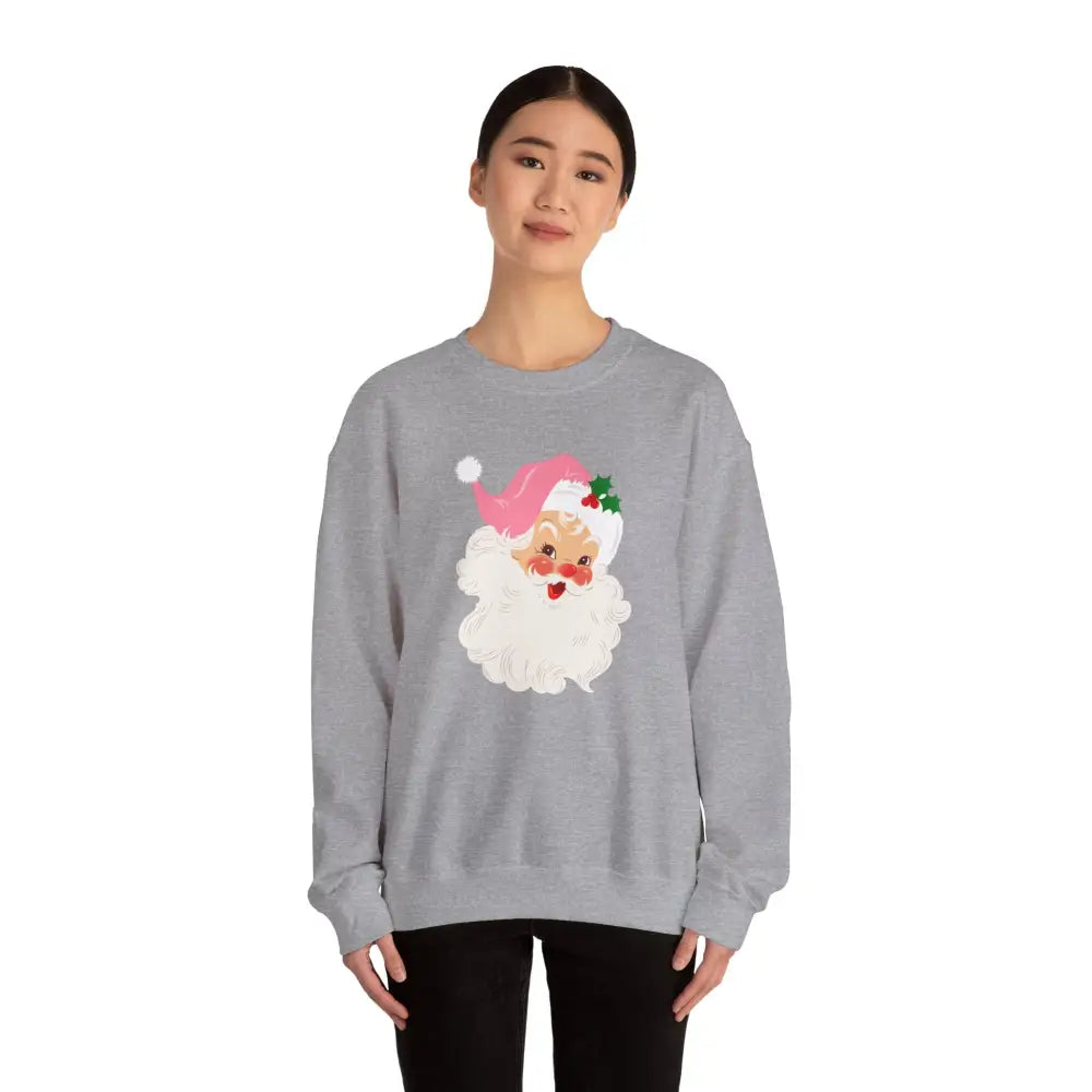 Vintage Pink Santa Crewneck Sweatshirt - Sweatshirt