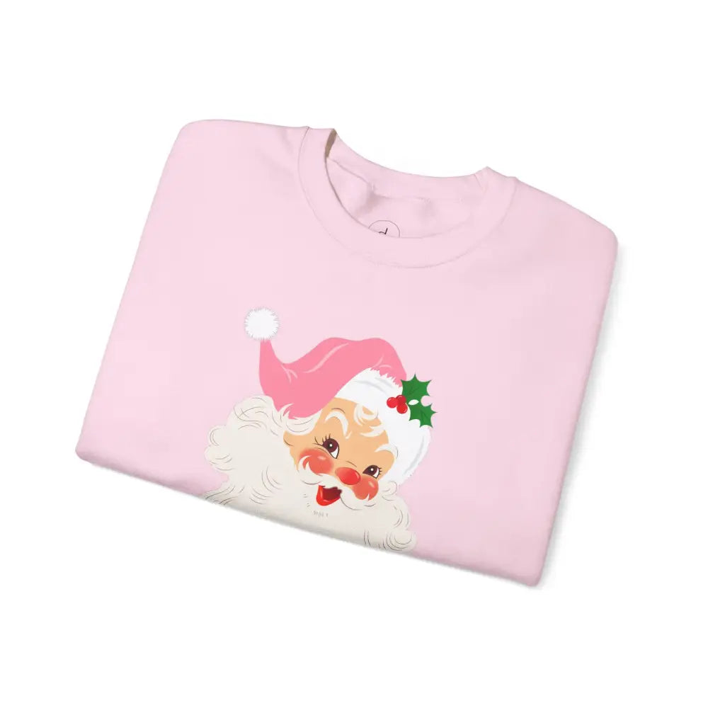 Vintage Pink Santa Crewneck Sweatshirt - Sweatshirt