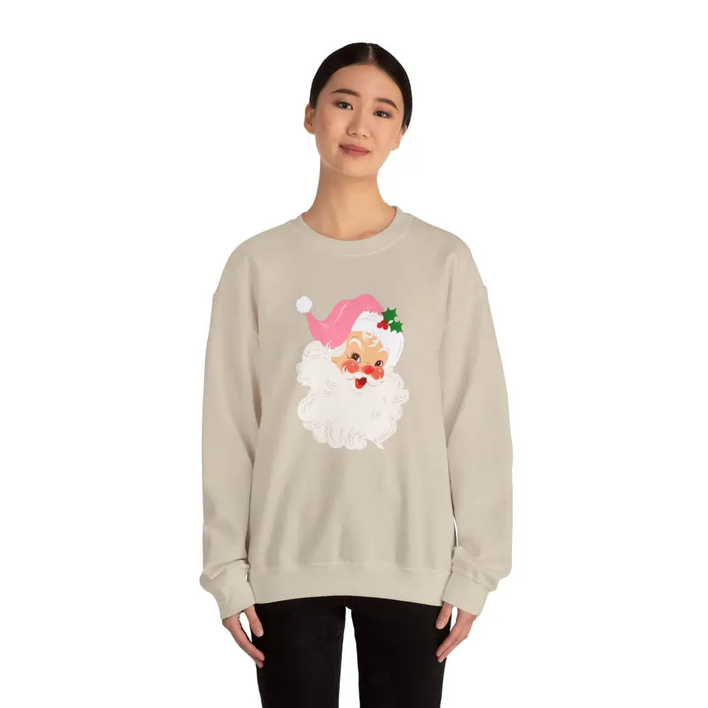 Vintage Pink Santa Crewneck Sweatshirt - Sweatshirt