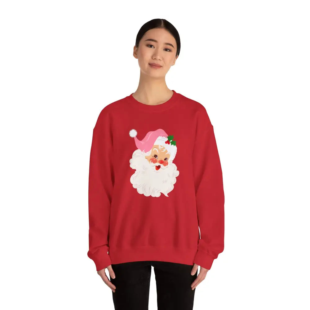 Vintage Pink Santa Crewneck Sweatshirt - Sweatshirt