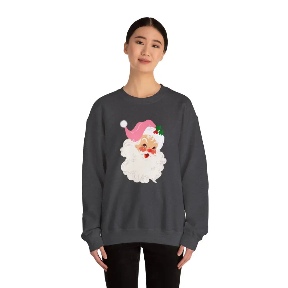 Vintage Pink Santa Crewneck Sweatshirt - Sweatshirt