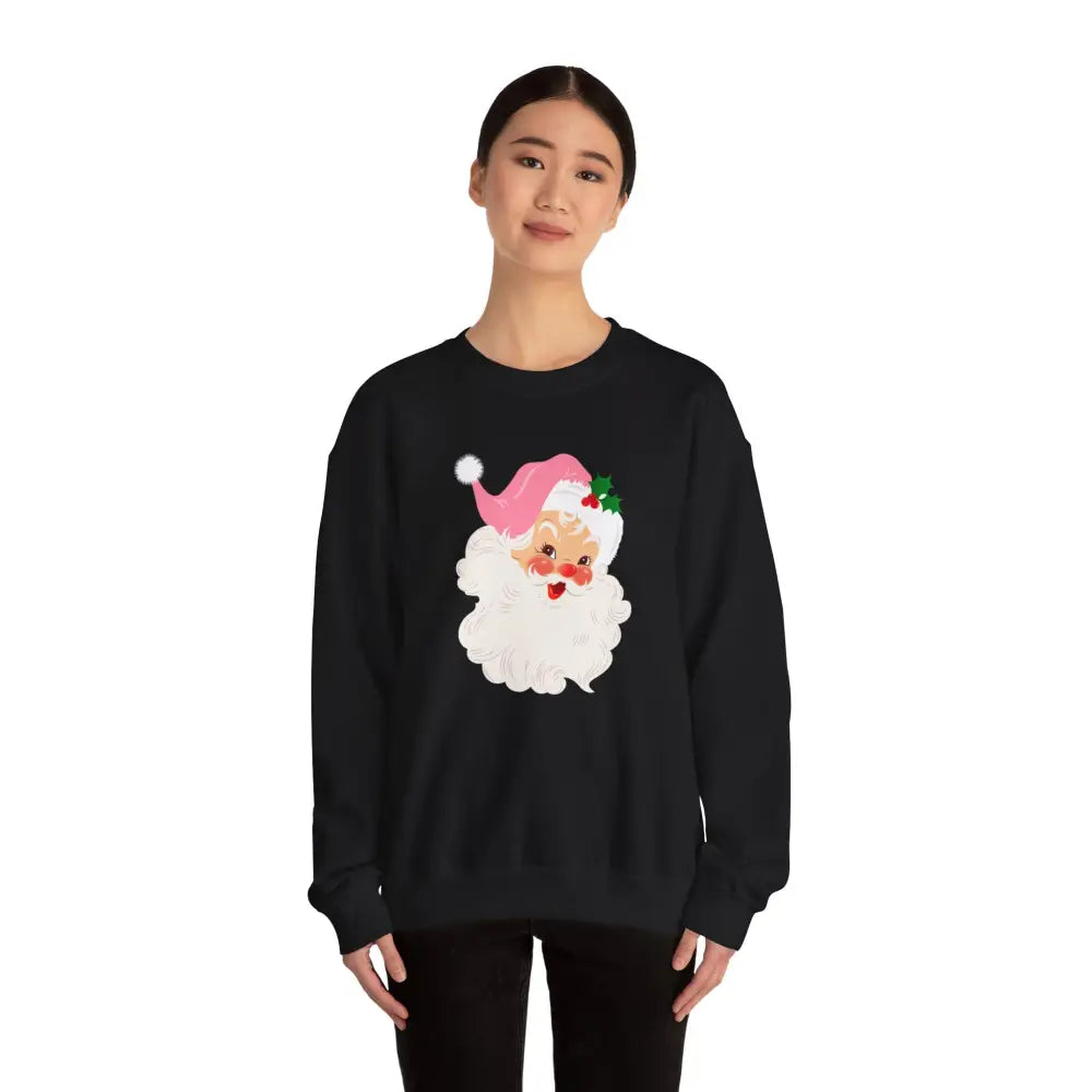 Vintage Pink Santa Crewneck Sweatshirt - Sweatshirt