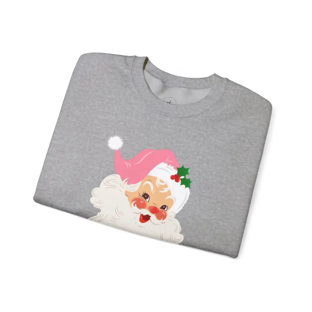Vintage Pink Santa Crewneck Sweatshirt - Sweatshirt